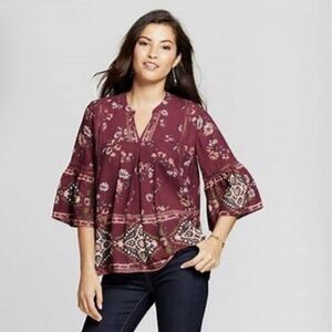 Floral Burgundy Women's Top